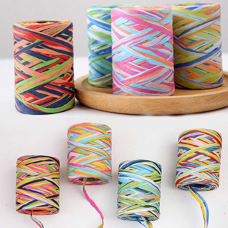 80m/200m/ rullan värinen paperiköysi raffia nauha koristenauhat karkkipakkaus scrapbooking askartelunauha hääjuhlasisustus