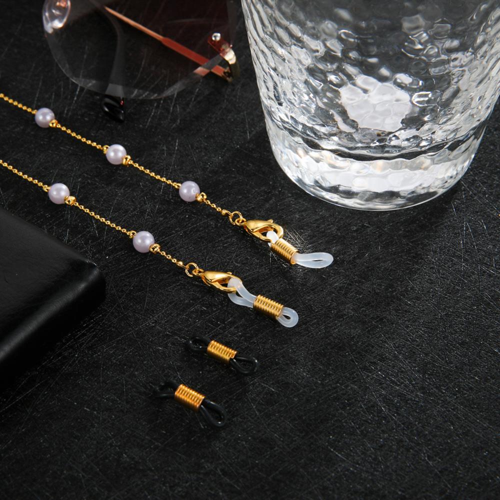 Skyrim Chic Pearl Beaded Glasses Chain for Women Sunglasses Chains Lanyards Neck Strap Rope Reading Eyeglasses Cord Holder: B-Gold