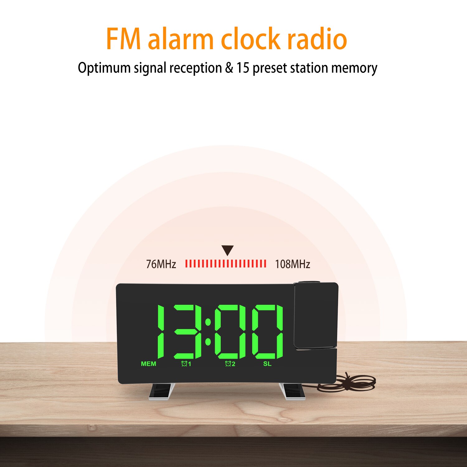 FM Radio Projection LED Digital Clock Smart Alarm Clock Watch Table Electronic Desktop Clocks Wake Up Clock Time Snooze 2 Alarm