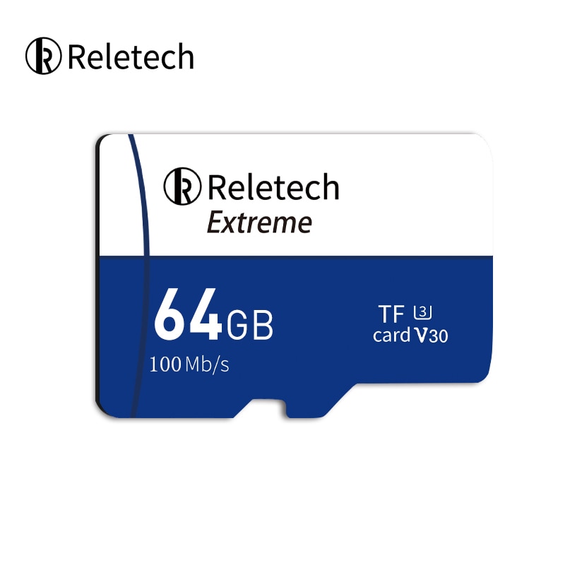 Carte Reletech TF 64GB Max 100 mo/s haute vitesse Class10 mémoire Flash Micro carte SD prise en charge 4K HD pour téléphone/appareil photo/Drone