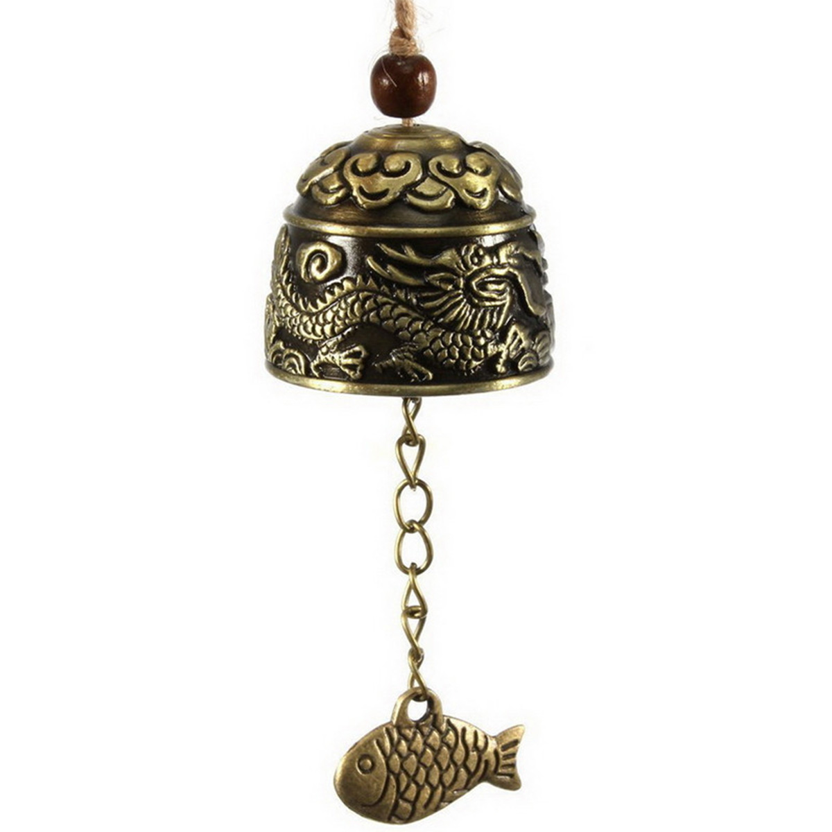 Retro Feng Shui Wind glocke Glücks glocken Retro Buddha Drachen Elefant Wind chinesische Metall glocke für viel Glück Segen Garten dekor: Licht Grau
