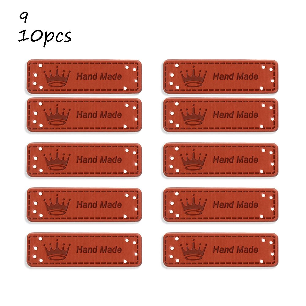 10 stuks retro synthetisch pu leren label diy handgemaakte naailabels leren patch benodigdheden voor kleding naaiaccessoires: 9
