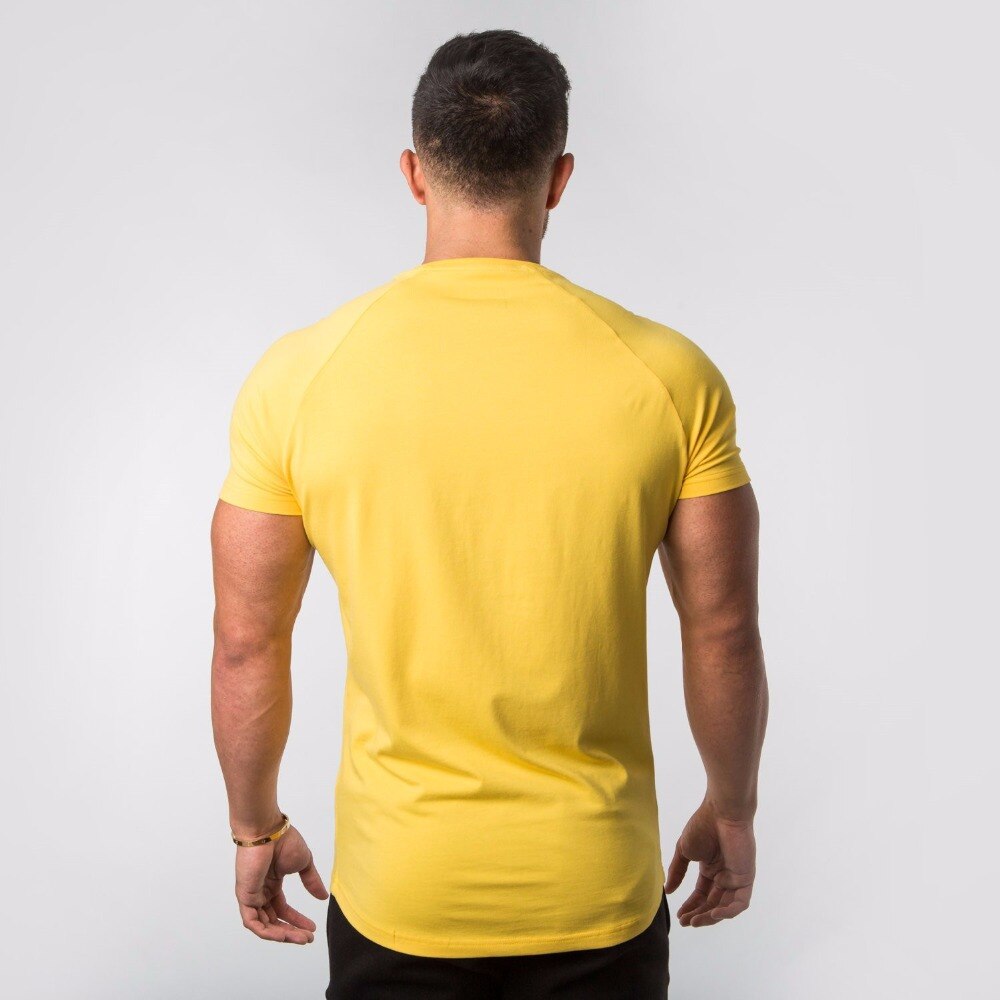 Gym sport t-shirt herr kortärmad löpar t-shirt bomull herr t-shirts toppar fitness bodybuilding herr t-shirts