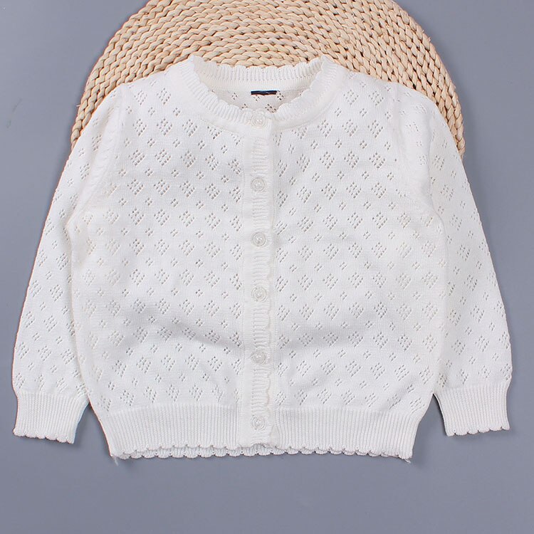 Bianco Della Ragazza Cardigan Bambini di Autunno della Molla Cotone A Maniche Lunghe Maglione Della Ragazza Per 2 3 4 6 8 10 Anni 2016 delle ragazze del Cappotto AKC165016: WHITE / 3T