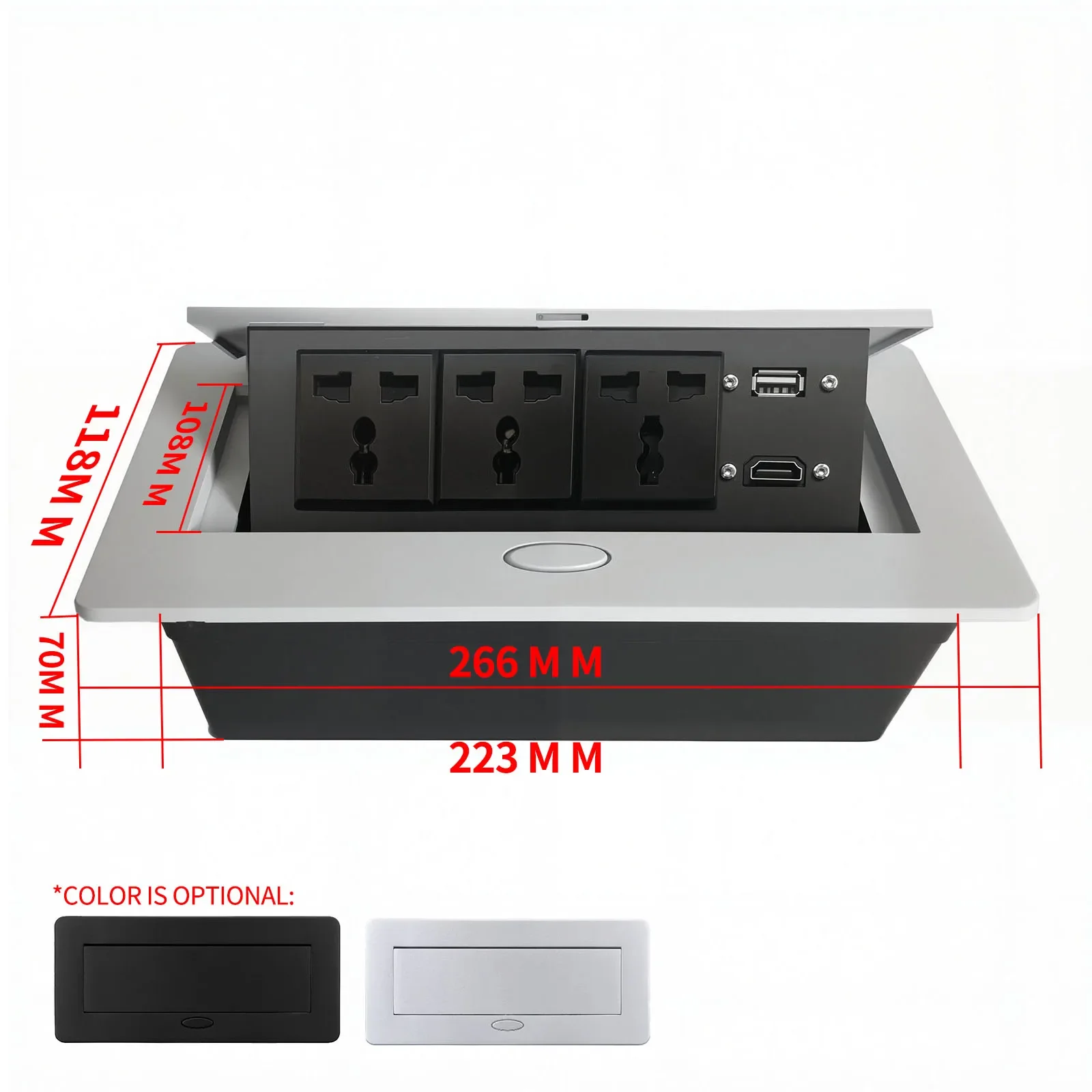 Tomada de Mesa Retrátil - USB-A/USB-C - Carregamento Rápido Tipo C - Estação de Carregamento Multifuncional: Preto / Tipo 16