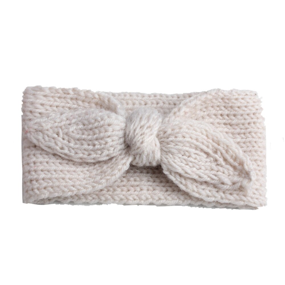 12pcs/lot Crochet Knotted Headwrap Solid Bunny Ear Headband Turban Knitted Winter Warm Hair Band For Babys