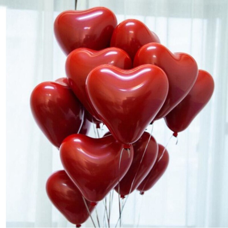 50 stk rubinrød hjerteformet kærlighedsballon dobbelt lag til bryllup bryllupsværelse fest scene dekoration