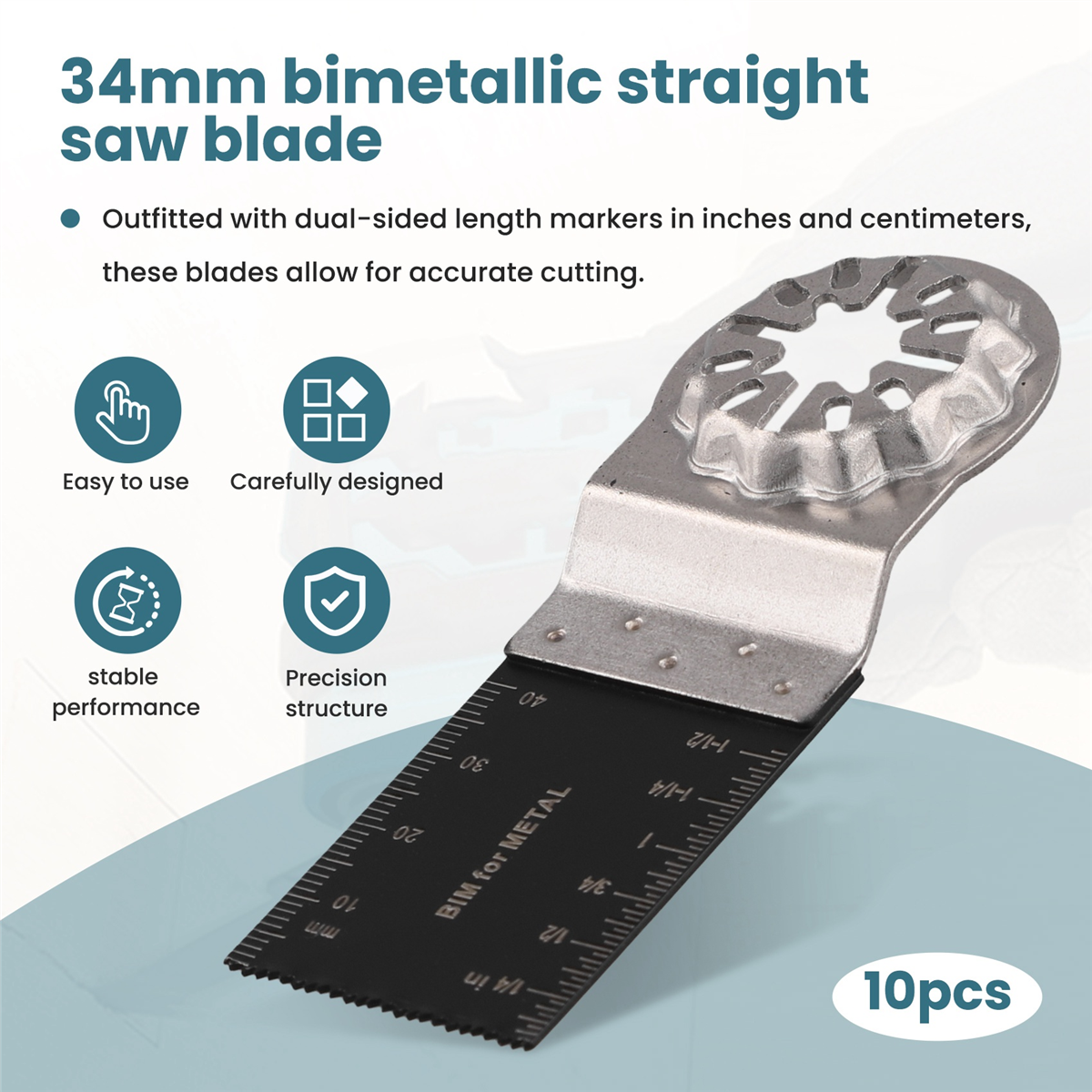 Multitool Blades,10PCS Oscillating Saw Blades, Multitool Bi-Metal Tool Blades for Wood Metal Plastics