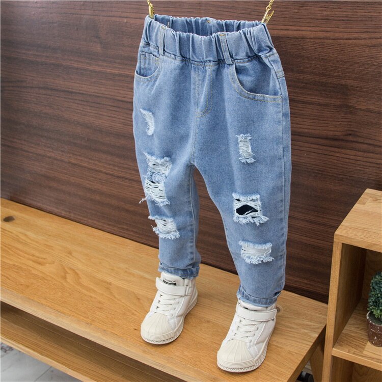 Pantaloni dei bambini Primavera Estate Infantile del foro Dei Pantaloni Dei Ragazzi e Delle Ragazze dei jeans Dei Pantaloni Del Bambino Casual Pantaloni 2-6 Anno