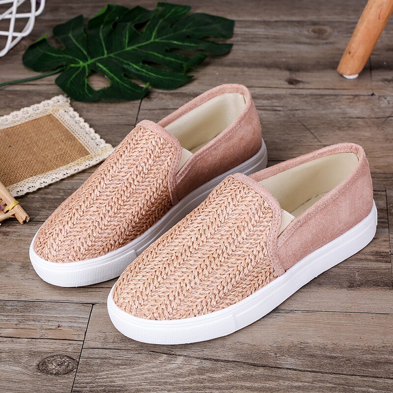 Lente antislip sneakers ondiepe mond casual schoenen dames gevulkaniseerde schoenen ademend geweven dames casual platte schoenen dames