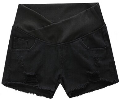 Frühling sommer mutterschaft kurzen hosen schwangerschaft shorts schwangere jeans mutterschaft shorts Herbst bauch denim hosen Lose M/L/XL/XXXL: Black / M