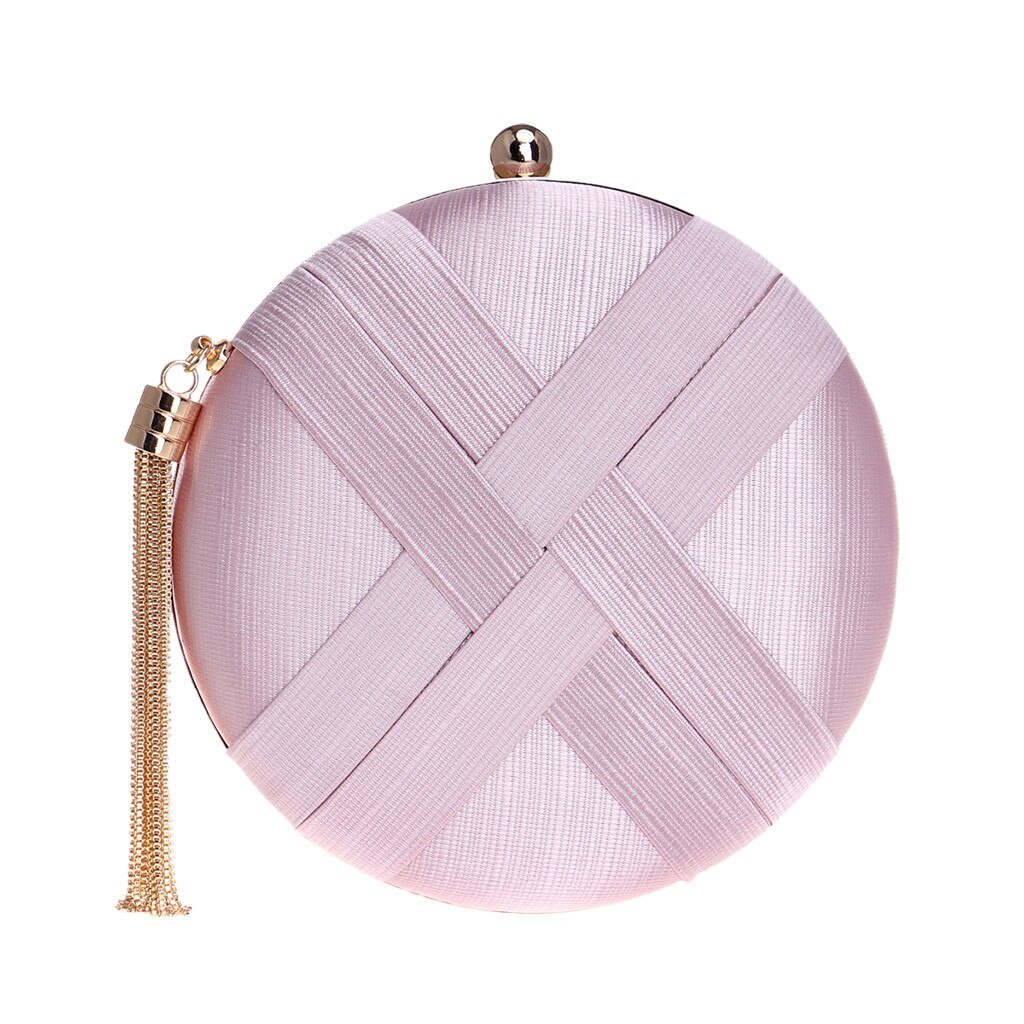 OCARDIAN – sac à main avec pompon en métal pour femme, pochette de jour avec chaîne, à bandoulière, pochette pour téléphone de soirée, 6J19: Pink 