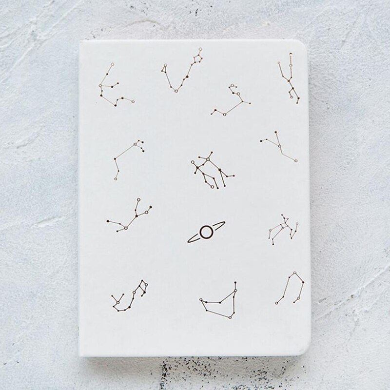 Note Book Constellation Hardcover Diary Blank Inner Page Sketchbook Black White Cover School Stationery Bullet Journal