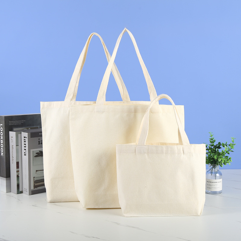Große Kapazität Segeltuch Schulterhandtasche Falten umweltfreundliche Baumwoll-Tragetaschen Wiederverwendbare DIY-Umhängetasche Einkaufstasche Beige Weiß