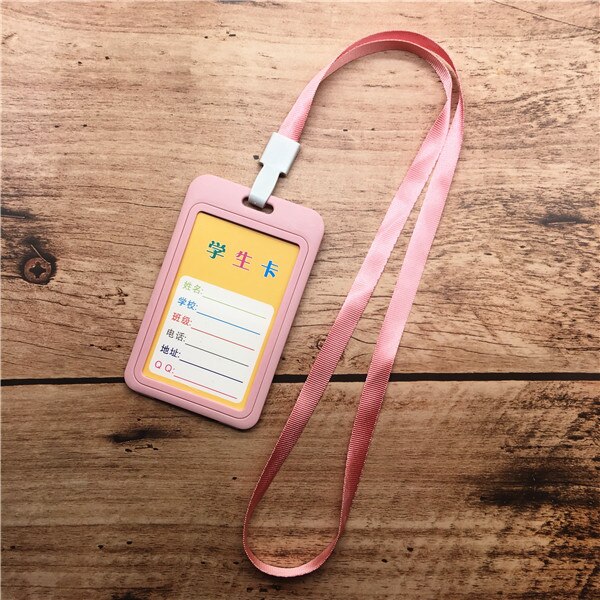 Tragbare Bunte Mitarbeiter Kunststoff ID Karte Halter Name Tag Lanyard Neck Strap mitarbeiter arbeiten karte Büro Schreibwaren: pink