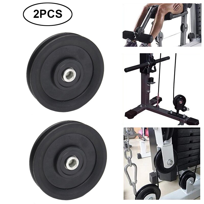 2Pcs Universal 115mm Bearing Pulley Wheel Nylon Wearproof Black For Cable Machine Gym Equipment Accessories Part Garage Door