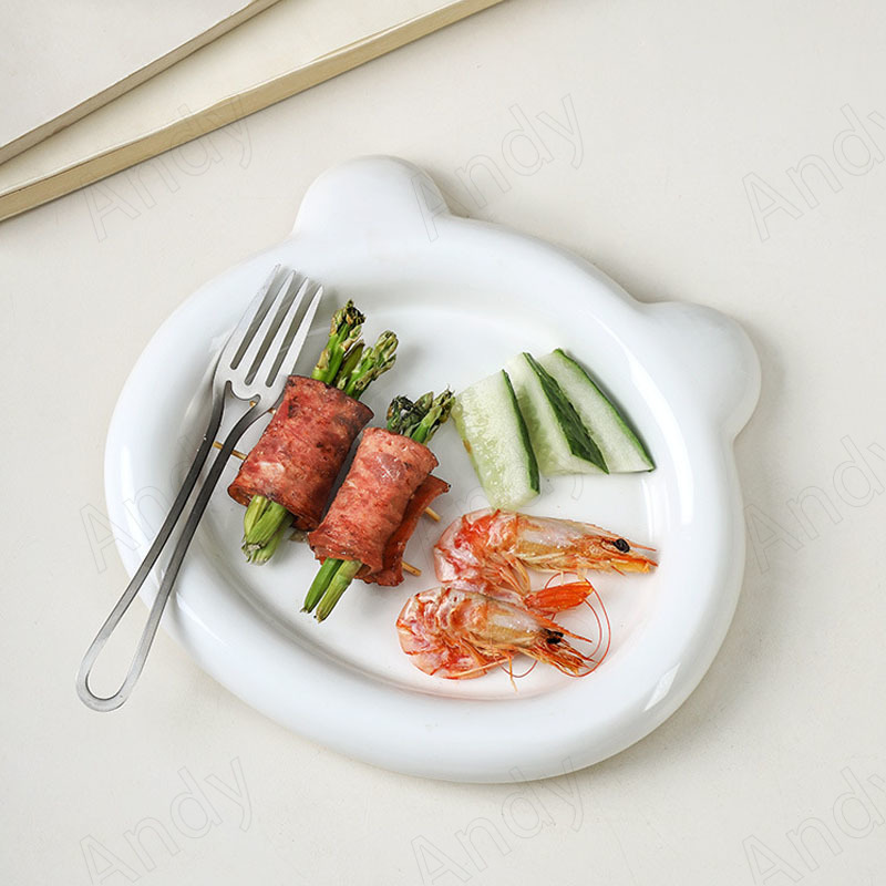 Plateau en céramique moderne mignon ours blanc Restaurant occidental assiette à Dessert chambre à coucher bureau bijoux organisateurs plateaux décoration de la maison