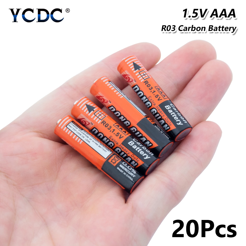 20 Stuks 1.5V Aaa Batterij UM4 R03 AM4 Zink Carbon Batterijen Voor Zaklamp Speelgoed Originele 1.5V Aaa Carbon droge Batterij UM4 R03 K3A