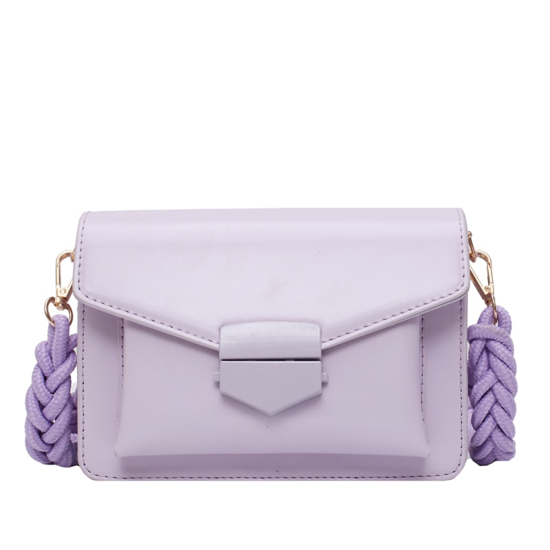 Solid Color PU Leather Sac A Main Femme purple Crossbody Bags For Women Summer Small Shoulder Handbags Female Chain Bag