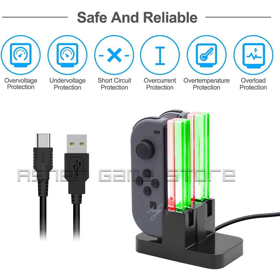 4 Joycon Charger LED Joy-con Fast Charging Dock Station for Nintend Nitendo Nintendo Switch NintendoSwitch Joy Con Controller