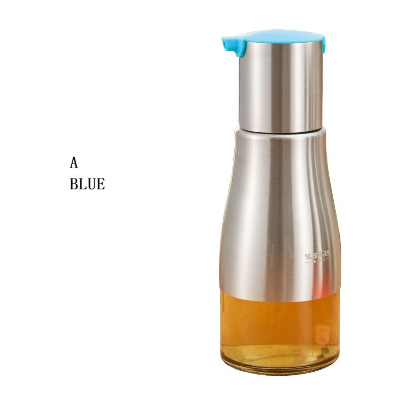 Oliekande glas lækagesikker køkken husstand 304# inox sauce olie eddike flaske krydderier flaske parfume drys: D