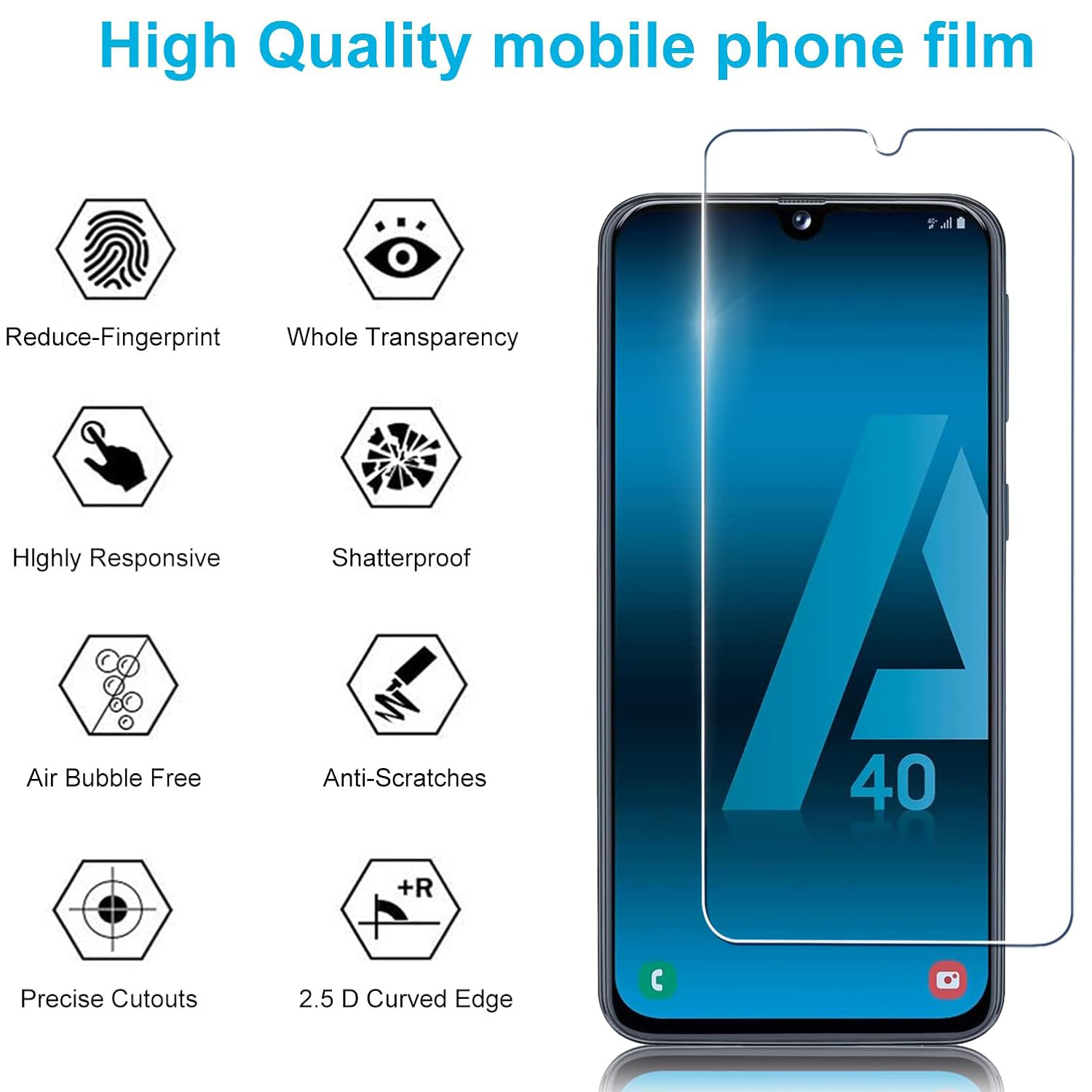 Voor Samsung Galaxy A40 A40s gehard glas screenprotector glas