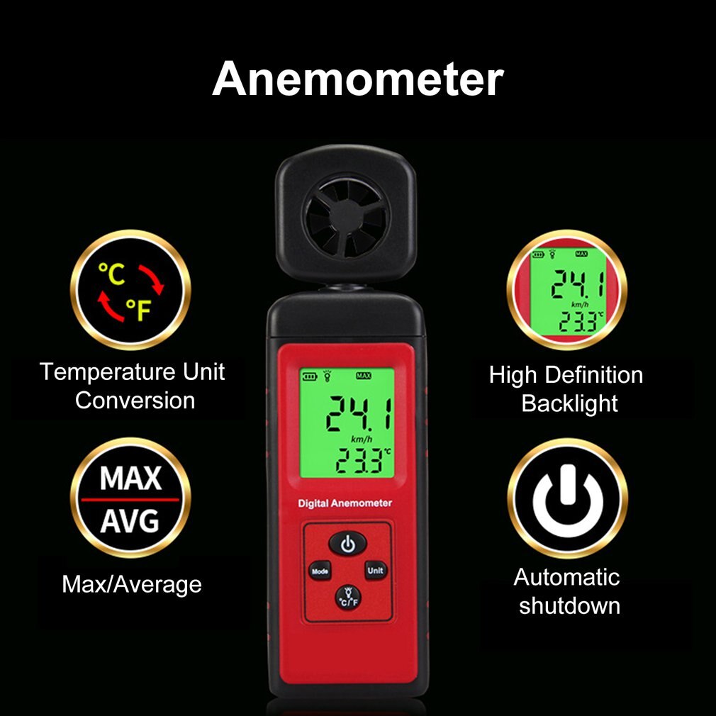 Digitale Anemometer Thermometer Draagbare Wind Air Gauge Meter Windmeter Meten Temperatuur Tester