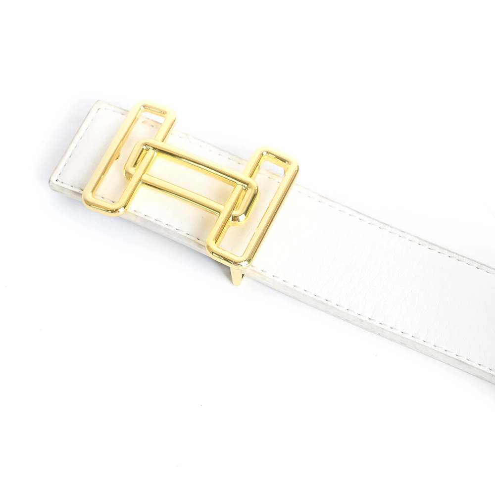 Luxe Pin Gesp Riem Heren Koeienhuid Vrouwen Echt Echt Leren Jurk Riem Voor Jeans Tailleband Blauw: Goud / 105 CM