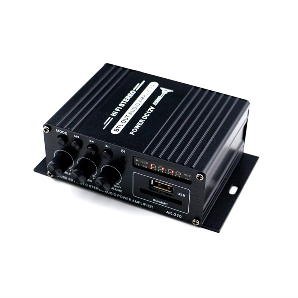 Mini Audio Power Amplifier BT AC / DC12V Digital Audio Receiver USB Memory Card Slot MP3 FM Radio 20W+20W Audio Amplifier