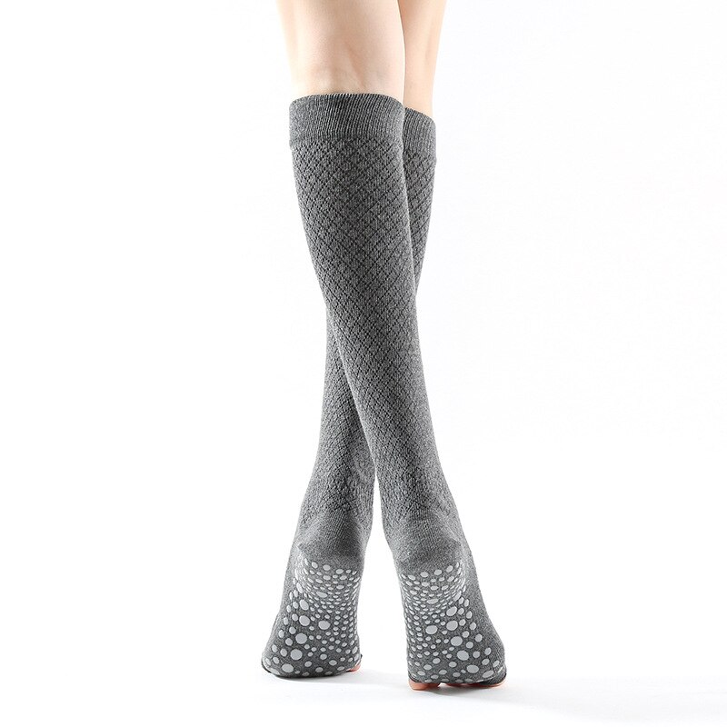 Winter dames lange buis yoga sokken beenwarmer antislip open teen danssokken yoga vingers antislip katoen ademend elasticiteit