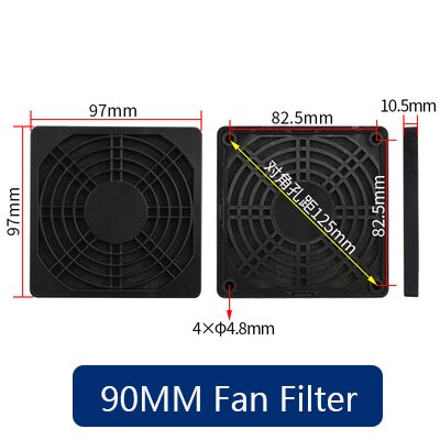 Abs dammtät fläktfilter nylonplatta för pc-datorhölje kylfläktskydd datorventilatorgrill: 90mm