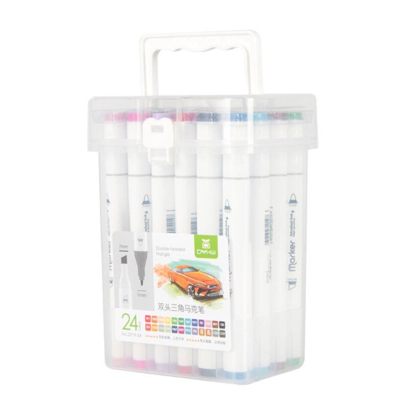 12/18/24/36 -farvet dobbelthovedet markør hurtigttørrende vandafvisende studerende maleri blødt hoved olieagtig krog linje skrivemarkør: 24 farver
