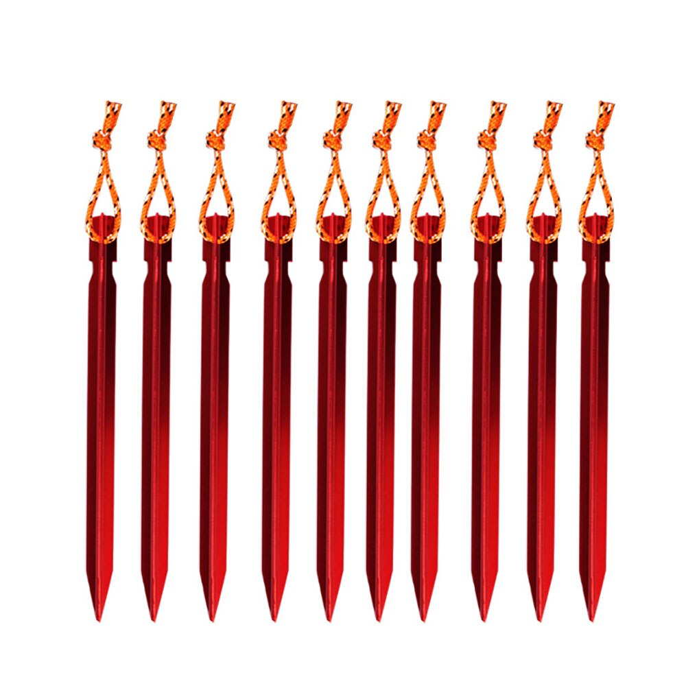 5 stücke Heringe 18cm Aluminium Zelt Stake mit Seil Im Freien Zelt Nagel Peg Camping Wandern Ausrüstung Reisen Zelt zubehör: 10pcs Red