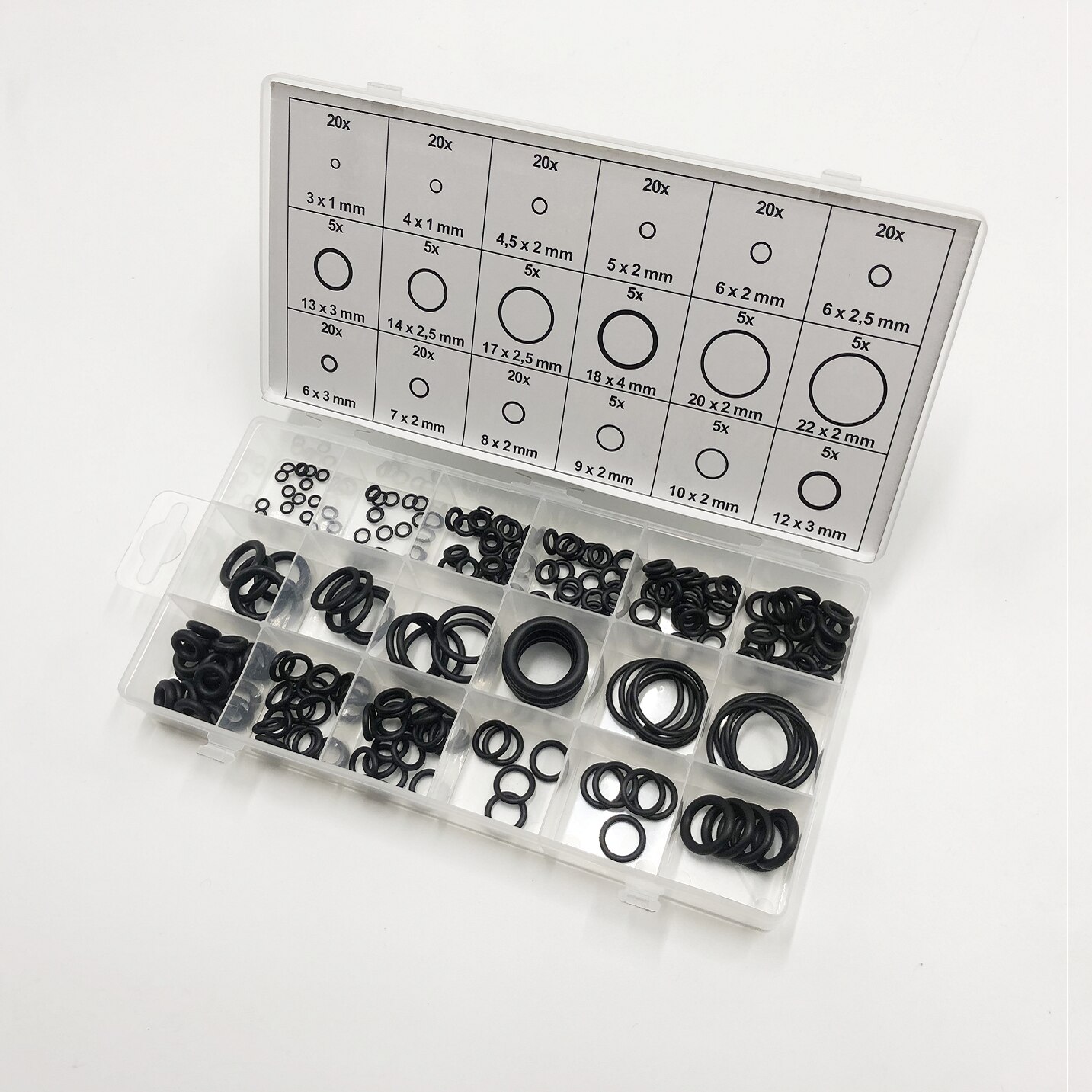 SW-Stahl S8041 HNBR O-Ring Sortiment für Klimaanlagen 225 tlg, 3-22mm SW-Stahl S8041 HNBR O-Ring Sortiment für Klimaanlagen 225 tlg, 3-22mm