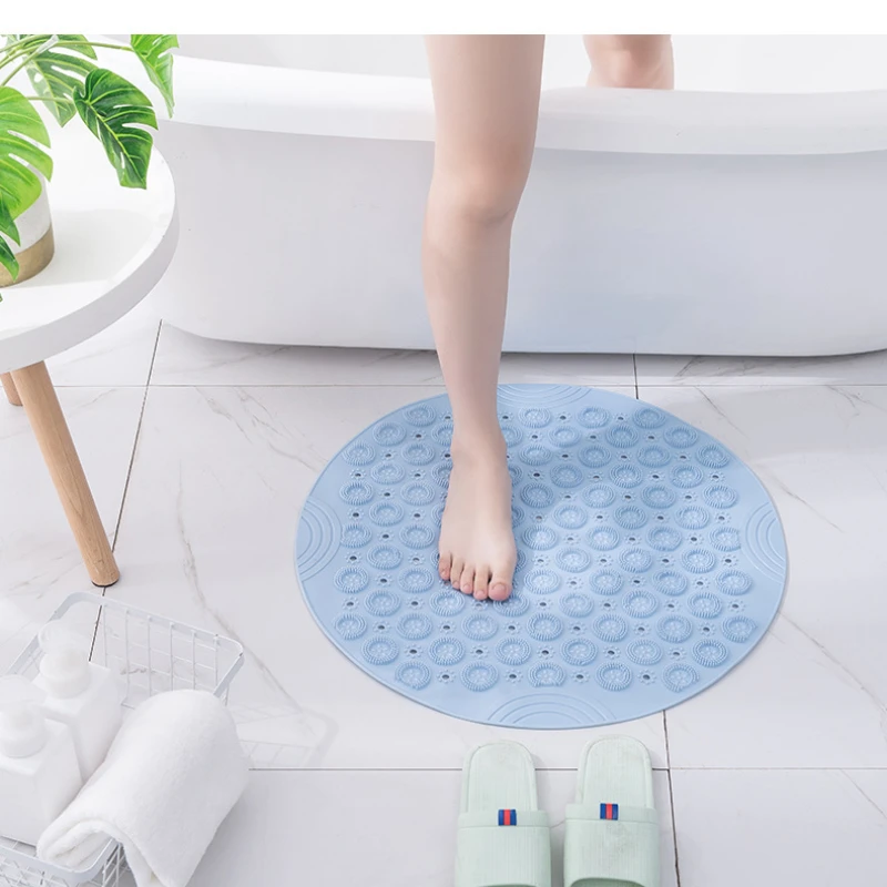 Antislip Sucker Ronde PVC Badmat met Afvoergat Siliconen Badmatten Voetmassage Pad Bad Zachte Douchemat Badkamermat