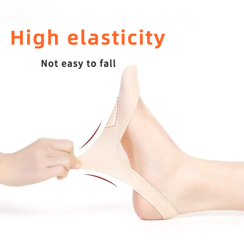 3 Pairs Invisible Boat Socks Women Summer Silicone Non-Slip Socks for High Heels Shoes Ice Silk Thin Half-Palm Suspender Sock