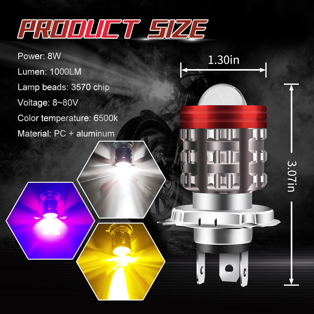 Universal h4 led motorrad scheinwerfer ba20d h6 engel auge motor led lampe motorrad scheinwerfer weiß gelb fernlicht 12-80v