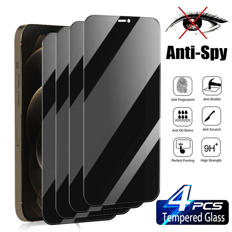 2/4Pcs Anti Spy Screen Protector For iPhone 11 12 13 Pro Max Privacy Glass For iPhone 13 12 Mini Tempered Glass 9D Full Cover