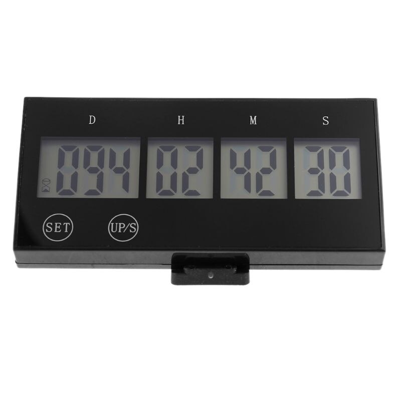Digital timer nedtælling 999 dages ur berøringstast lcd storskærms begivenhedspåmindelse: Sort