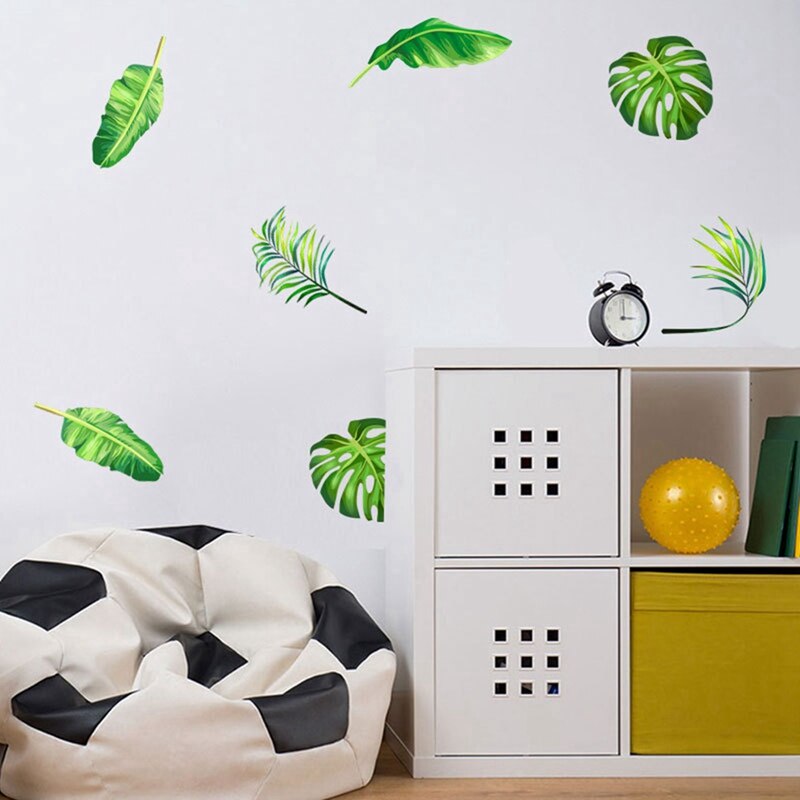Tropisk regnskov plante væg klistermærke grønne blade væg klistermærker hjem børneværelse interiør væg klistermærker indretning forsyninger