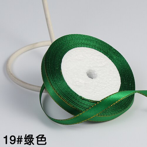 Rouleau de 22 mètres/rouleau, 1cm de largeur, bleu lac, Champagne, bord or, ruban, boîte pour gâteau de mariage, accessoires pour cheveux, emballage floral à faire soi-même: green