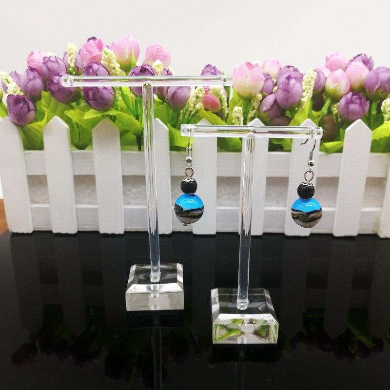 1 Juego tipo T soporte de exhibición de aretes de acrílico estante de exhibición de joyería soporte para pulsera Mental Rack marco