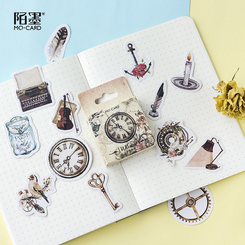 Lote de 46 unidades de pegatinas vintage gótico mini, pegatina de papel para decoración, manualidades DIY pegatinas para, diario, planificador de colección de recortes, etiqueta adhesiva kawaii