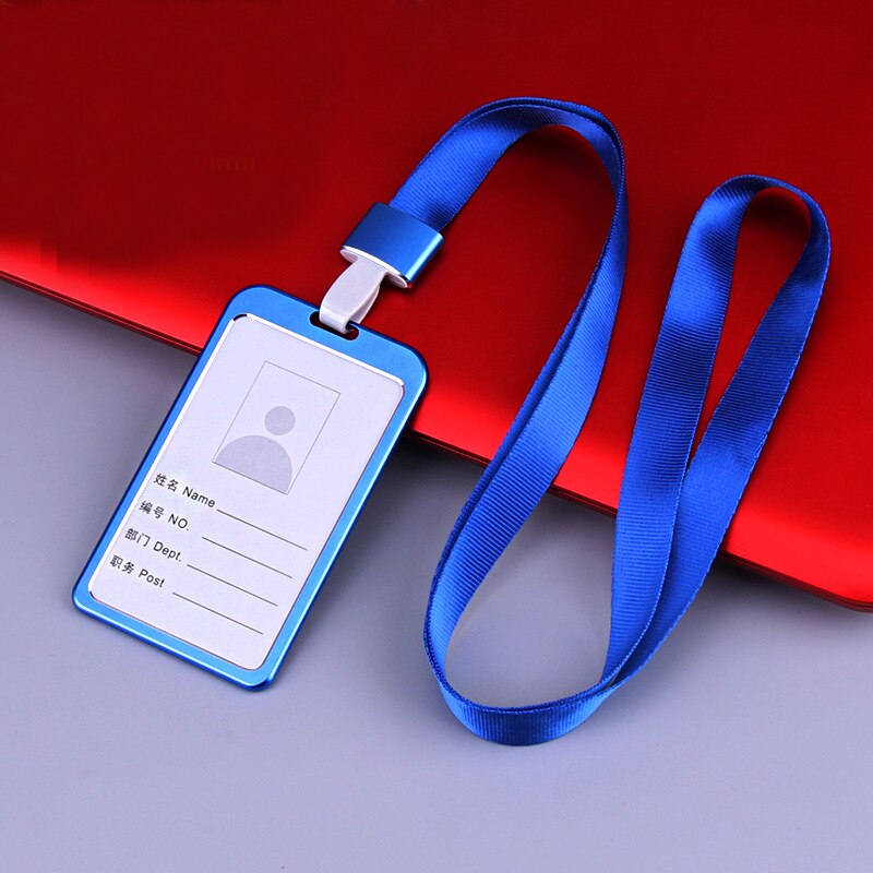 Name ID Card Cover Work Card Holders Metal Work Identity Pass Cover with Lanyard Card Case Office Accessories