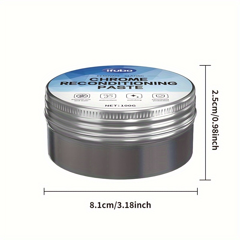 Chrome Shine Restorer for Car Windows & Metal Surfaces - Rust Remover and Polishing Paste, Removes Stains & Oxidation, Restores
