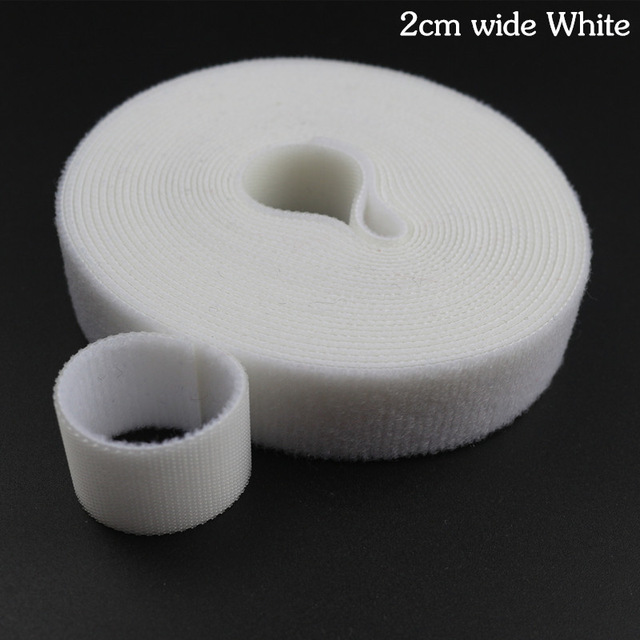 3 M Reusable Nylon Adhesive Fastener Tape Back to Back Power Wire Hooks Loops Fasteners Cable Ties Curtain Straps Magic Tape: 2CMx3M White