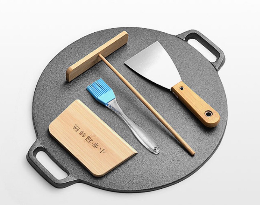 28/30/32/34/37cm Thick Cast Iron Pan Pancake Pan Uncoated Non-stick Pots and Pans Healthy Pig Iron Frying Pan Household Skillet: 30cm