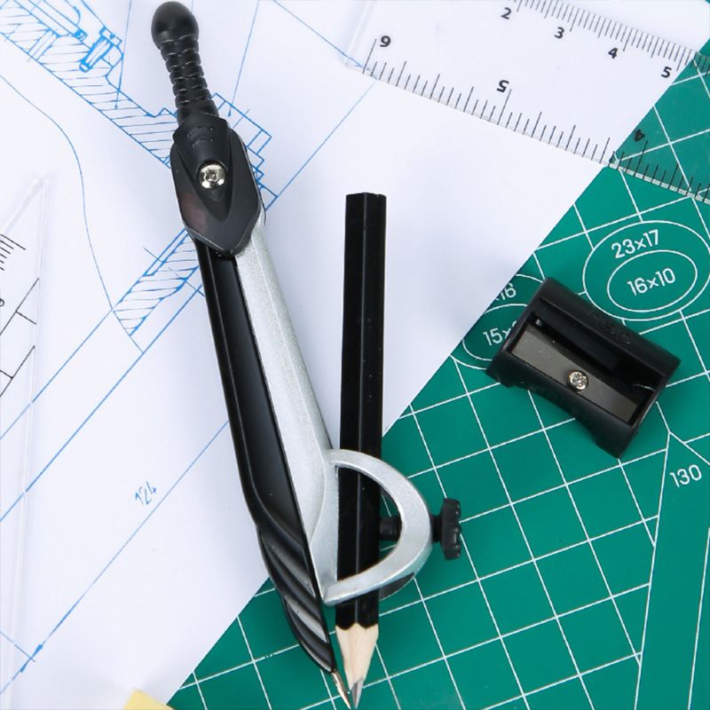 7pcs/set Math Geometry Protractor Drawing Compass Ruler Triangle Math Study Tool Kit School Supplies