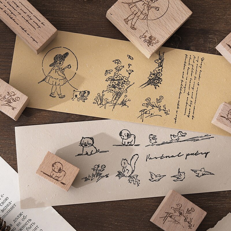 Pastorale poésie série décoration timbre rétro en bois caoutchouc timbres pour scrapbooking papeterie bricolage artisanat standard timbre