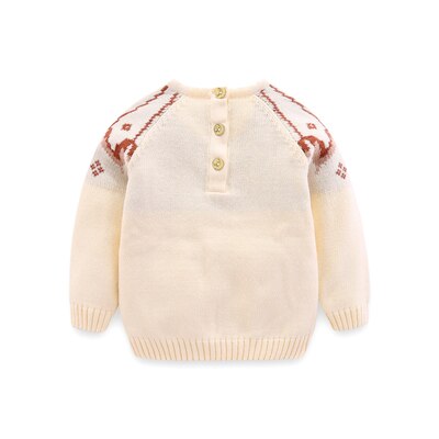 A thick cotton sweater: Beige / 24M
